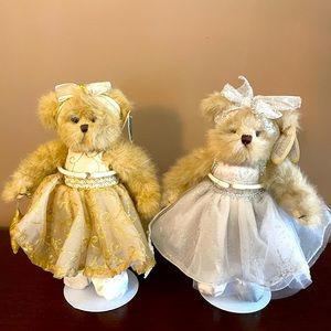 TWO ADORABLE BALLERINA COLLECTABLE BEARS WITH STANDS
